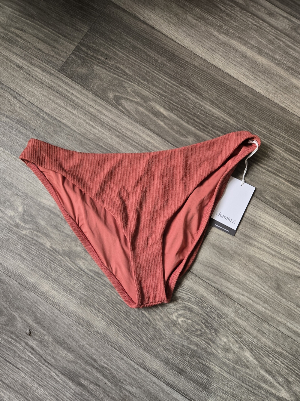 Vitamin A Coral-Red Ribbed Bikini Bottom Woman Size XXL